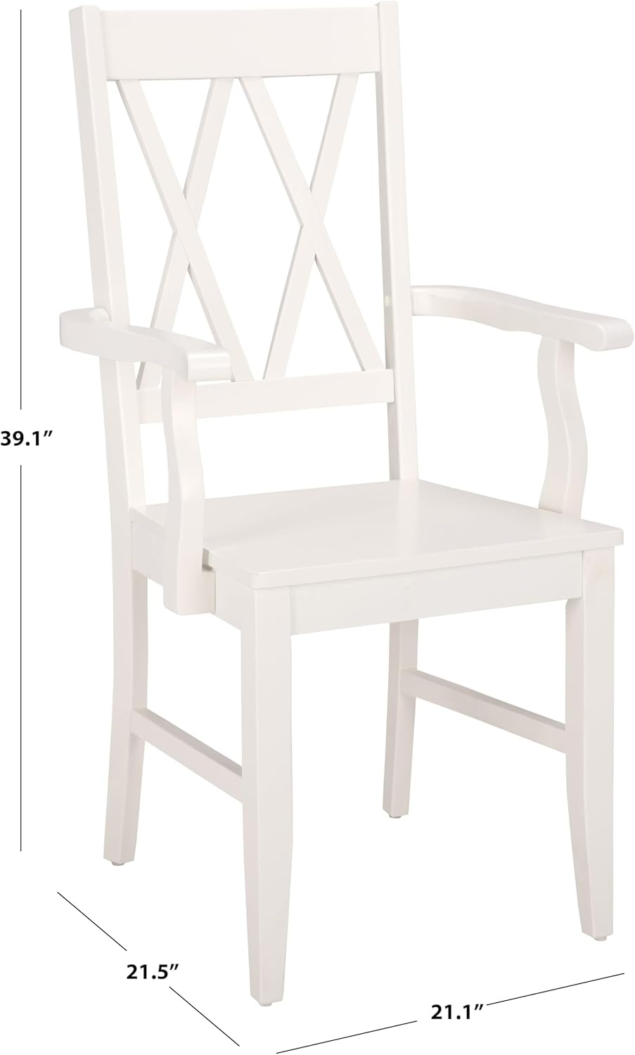 image:imageSAFAVIEH Home Collection Yana Double XBack Dining Arm Chair Solid Wood Light Oak Finish Classic Farmhouse Style DCH6901BWhite