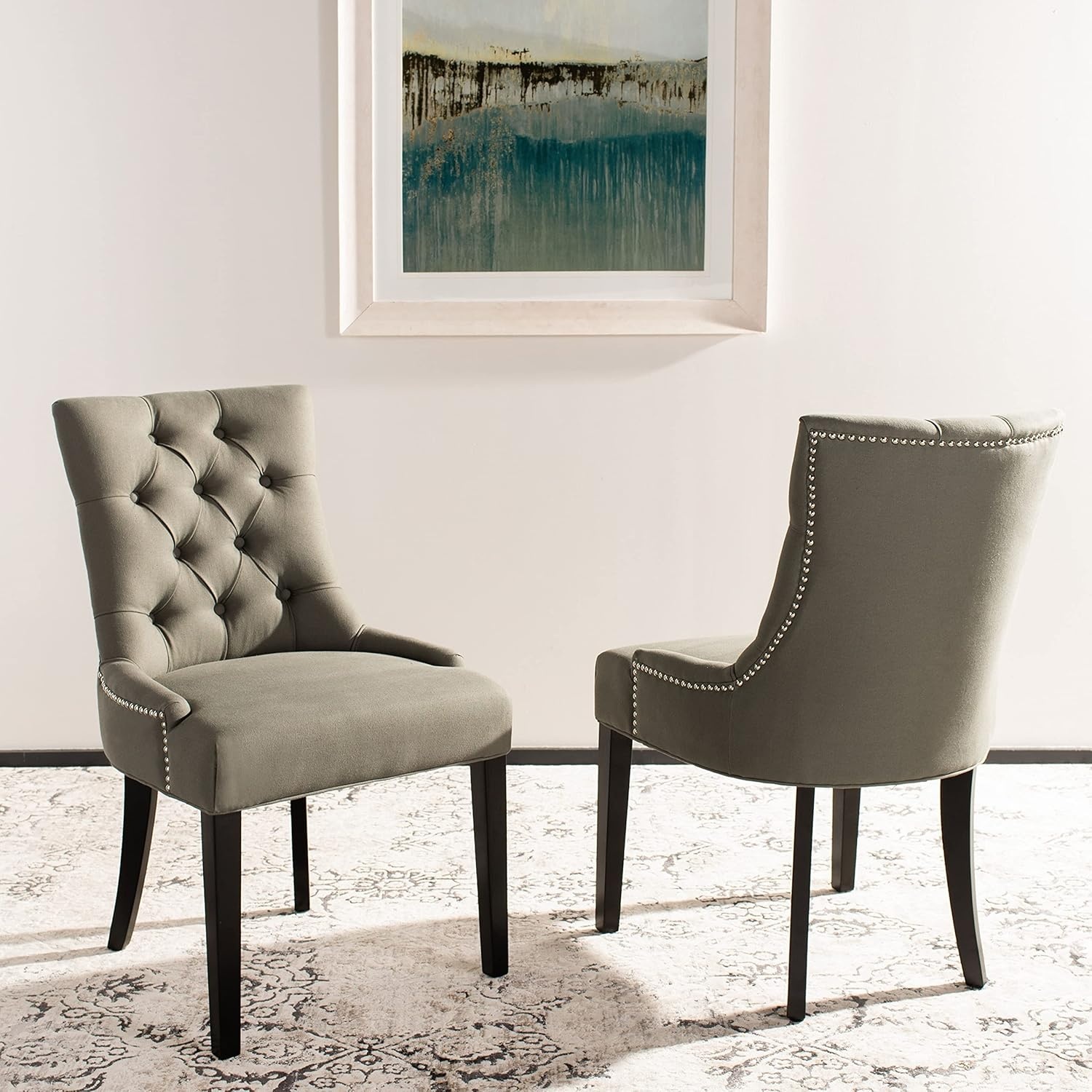 image:imageSafavieh Mercer Collection Heather Dining Chairs Beige Set of 2Blue