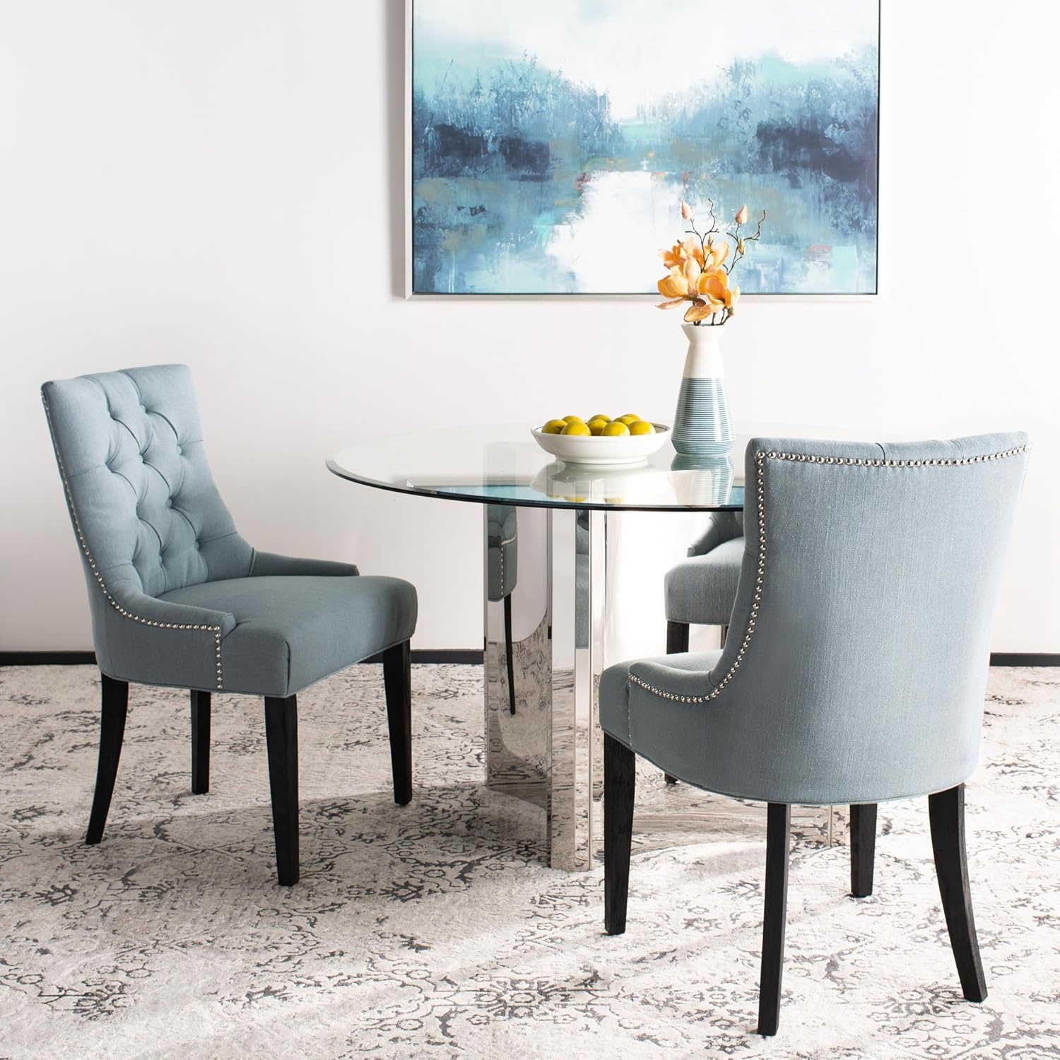 image:imageSafavieh Mercer Collection Heather Dining Chairs Beige Set of 2Sky Blue