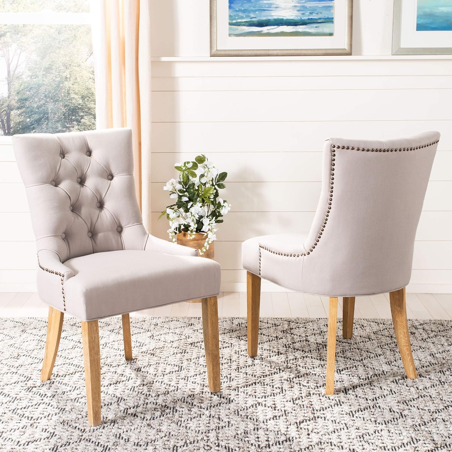 image:imageSafavieh Mercer Collection Heather Dining Chairs Beige Set of 2Taupe
