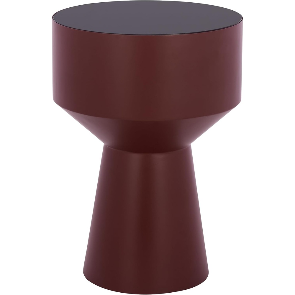 image:imageSAFAVIEH Home Collection  Sumiko Accent Table with Black Glass Top amp Bordeaux Iron Base Modern Sculptural Side Table Fully Assembled ACC3233BBlackBordeaux