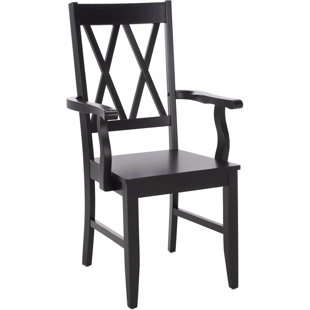 image:imageSAFAVIEH Home Collection Yana Double XBack Dining Arm Chair Solid Wood Light Oak Finish Classic Farmhouse Style DCH6901BBlack