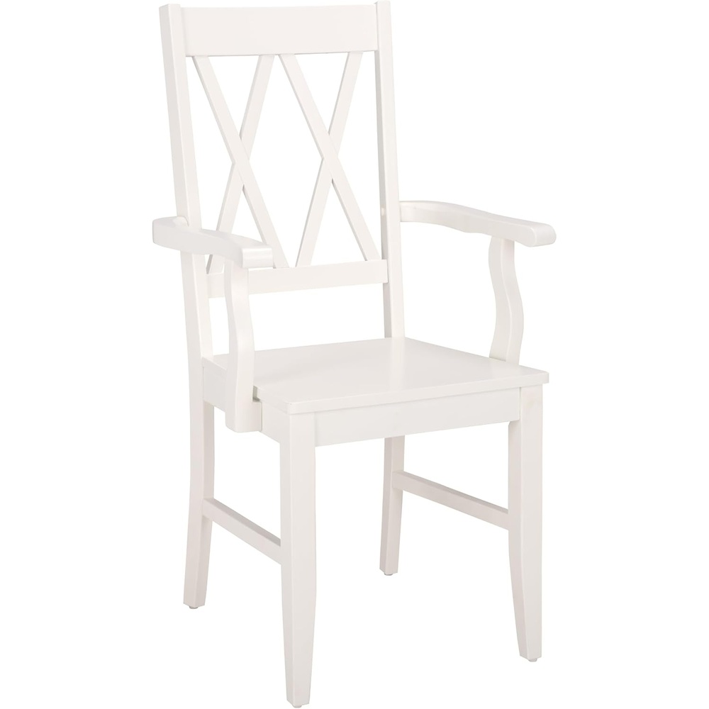 image:imageSAFAVIEH Home Collection Yana Double XBack Dining Arm Chair Solid Wood Light Oak Finish Classic Farmhouse Style DCH6901BWhite