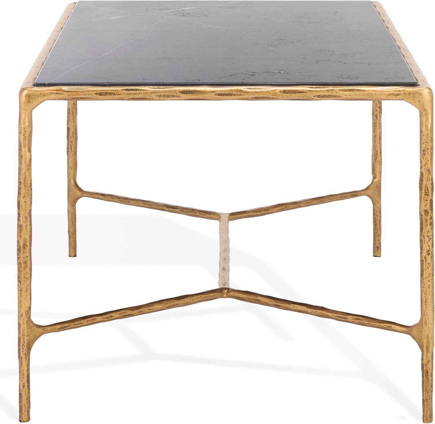 image:imageSAFAVIEH Couture Collection Jessa Brass MetalGlass Top Rectangle Coffee Table Fully AssembledBrassBlack