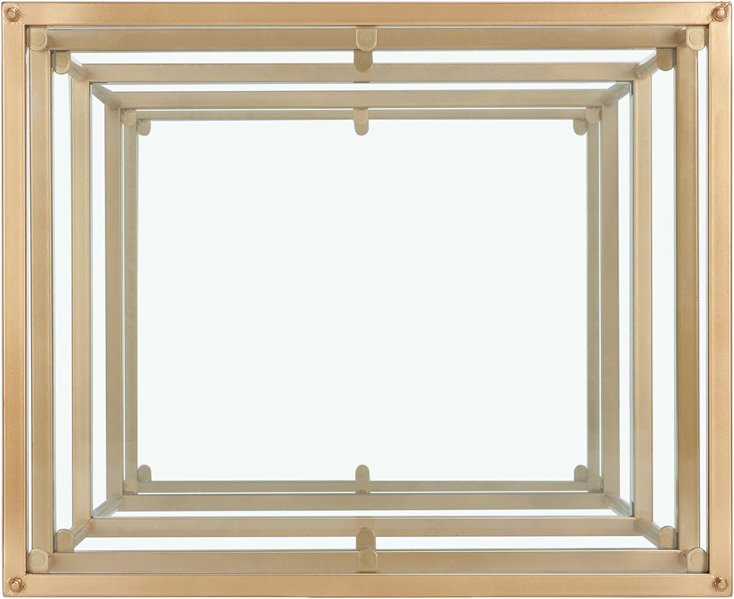 image:imageSafavieh Home Noelia Gold 3tier Square Accent TableGold Glass
