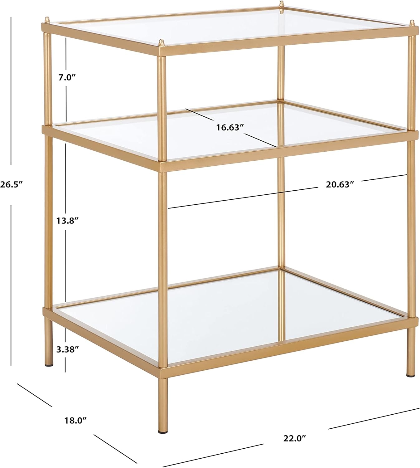 image:imageSafavieh Home Noelia Gold 3tier Square Accent TableGold Glass