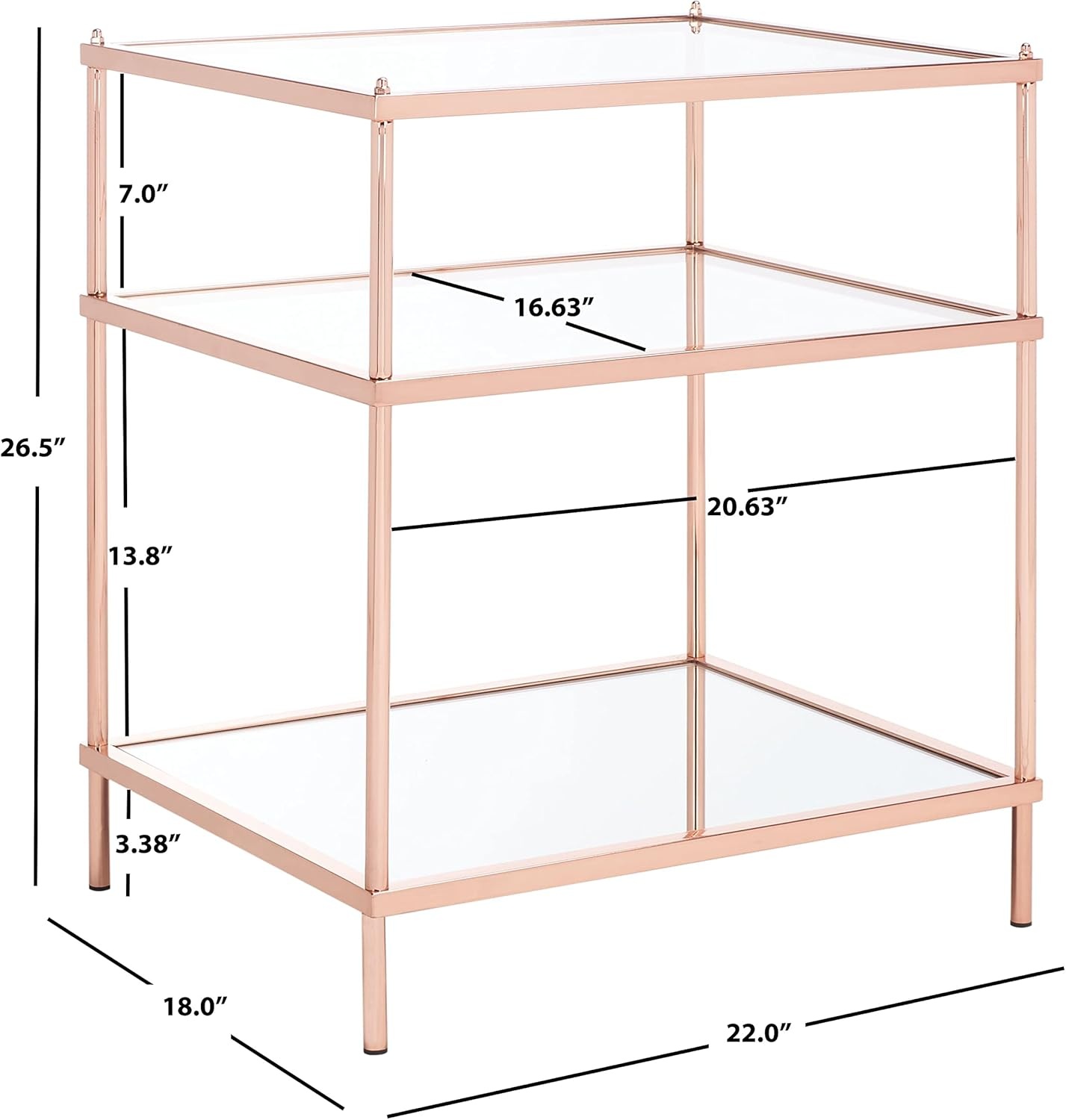 image:imageSafavieh Home Noelia Gold 3tier Square Accent TableRose Gold