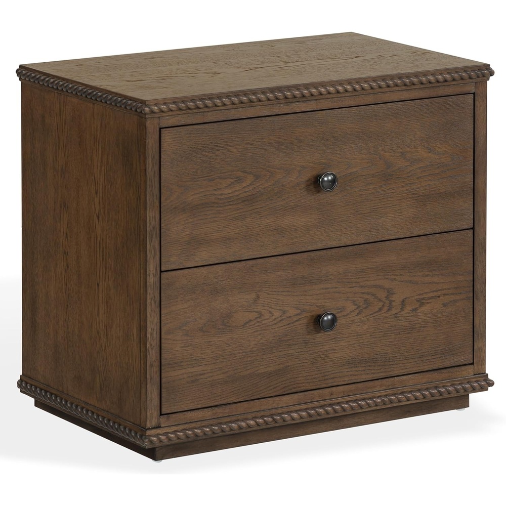 image:imageSAFAVIEH Couture  Octavian Rope Detail Nightstand  Walnut Oak  2Drawer Storage  Fully Assembled  Ideal for Bedroom Guest Room 30 W x 18 D x 26 H SFV2233BDark Walnut