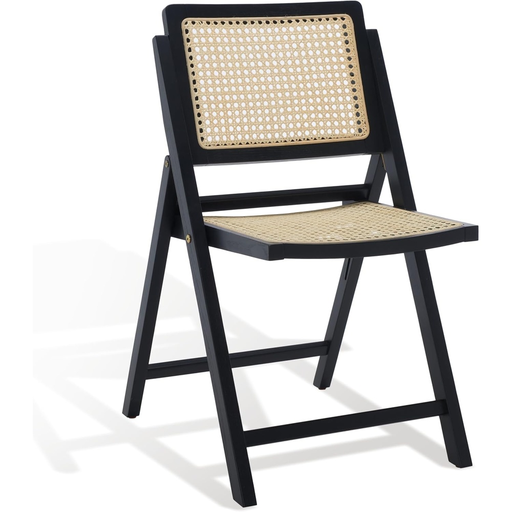 image:imageSAFAVIEH Couture Collection Desiree Tropical Coastal BlackNatural Cane Solid Wood Folding Dining Chair Set of 2 Fully AssembledBlackNatural