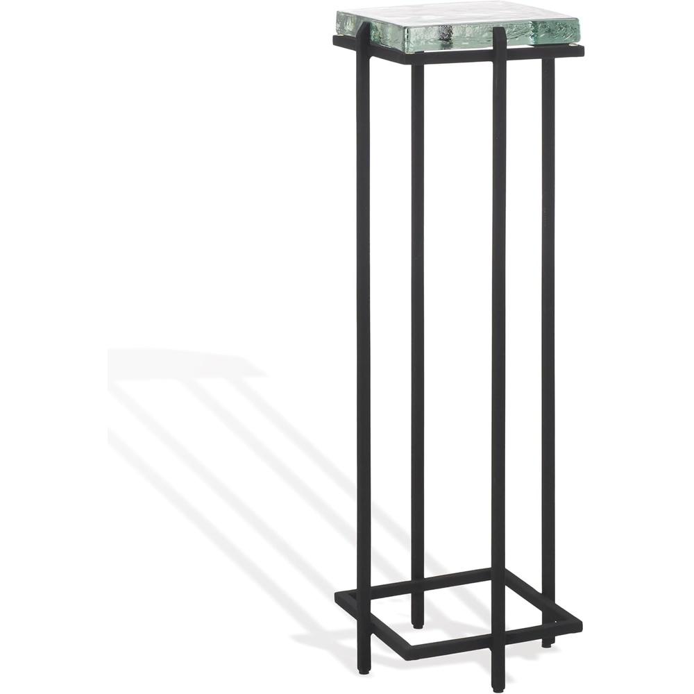 image:imageSAFAVIEH Couture Collection Giabelle BlackClear Cast Glass Drink Table Fully Assembled