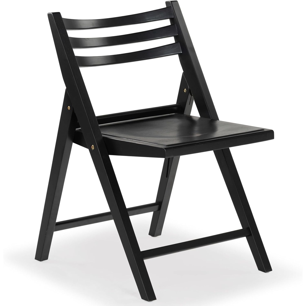 image:imageSAFAVIEH Couture Collection Jacie Black Seat Folding Chair Set of 2 Fully AssembledBlack