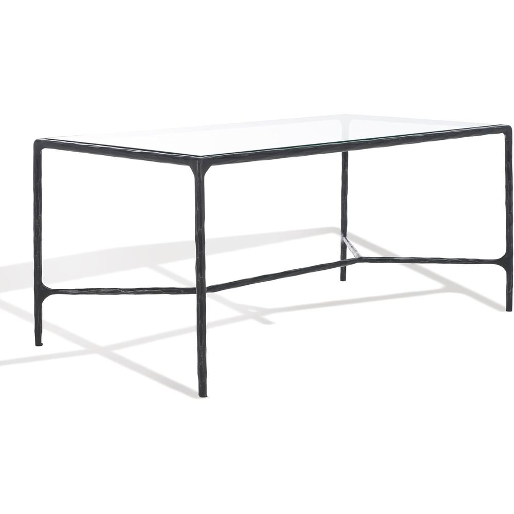 image:imageSAFAVIEH Couture Collection Jessa Brass MetalGlass Top Rectangle Coffee Table Fully AssembledBlack