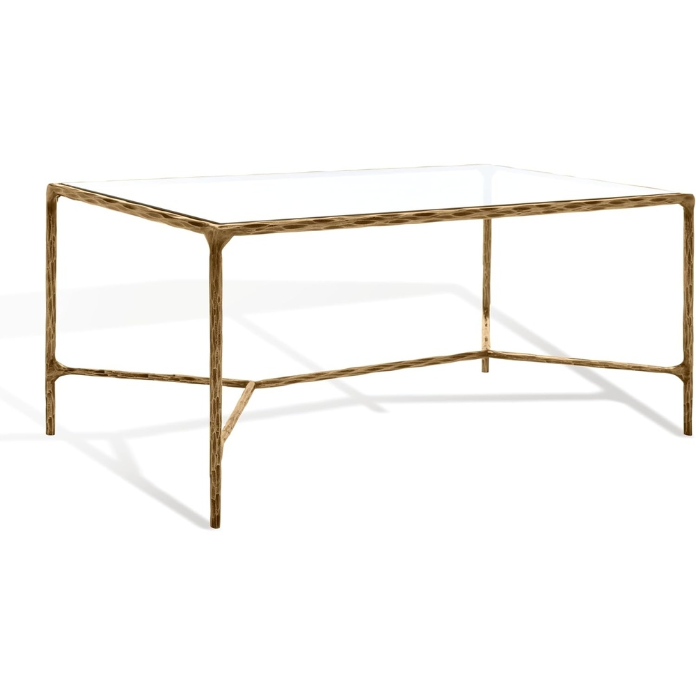 image:imageSAFAVIEH Couture Collection Jessa Brass MetalGlass Top Rectangle Coffee Table Fully AssembledBrass