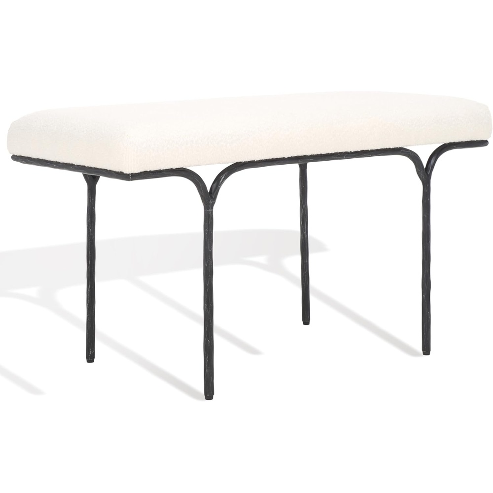 image:imageSAFAVIEH Couture Collection Marvin Ivory BoucleBlack Bench