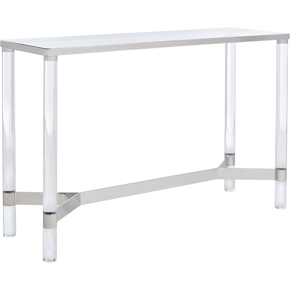image:imageSAFAVIEH Couture Collection Suzanna Clear AcrylicSilver Rectangular Console Table