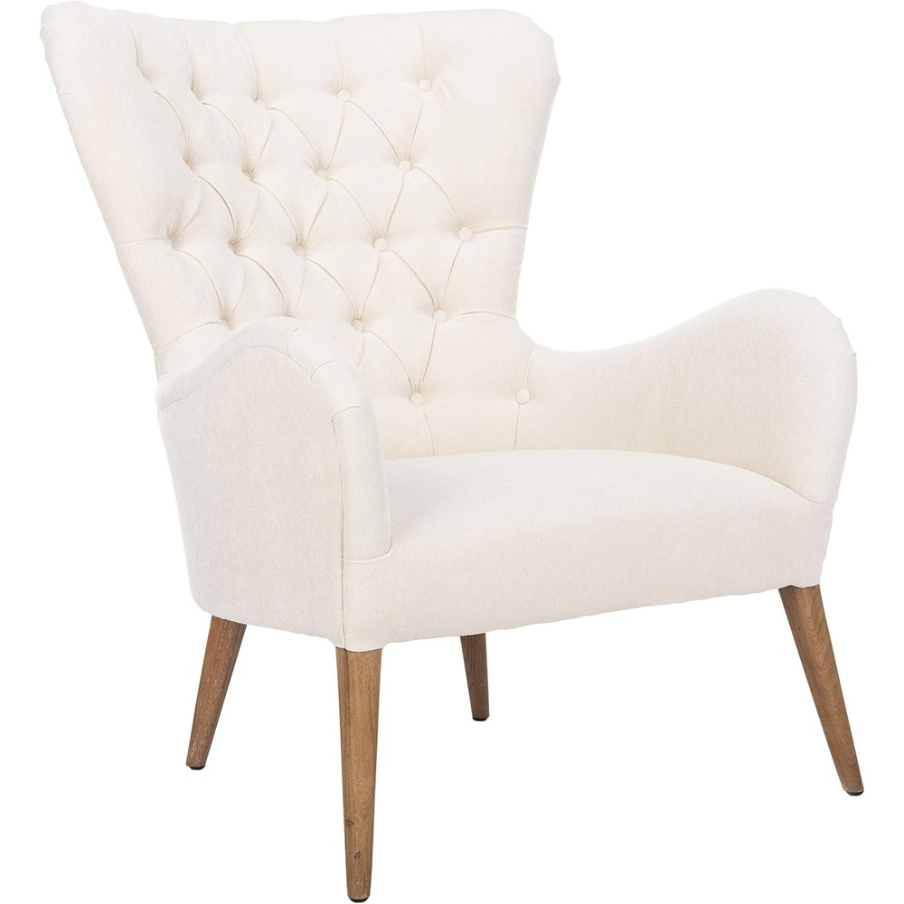 image:imageSafavieh Couture Home Brayden MidCentury OffWhite Tufted Wingback Chair