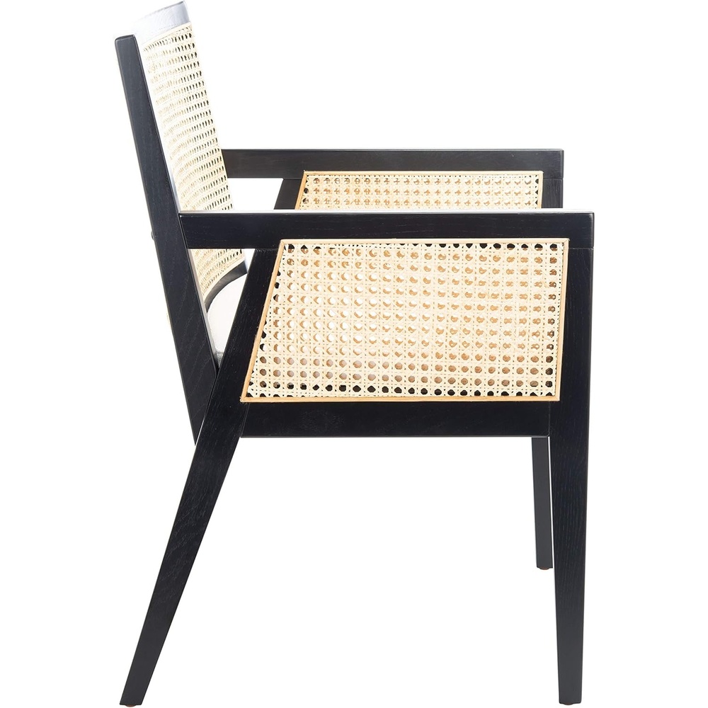 image:imageSafavieh Couture Home Collection Malik Black and Natural Rattan Dining ChairBlack  Natural