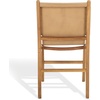 SAFAVIEH Couture Collection – Cassaphina Black Leather Dining Chair Set of 2, Top Grain Upholstered Accent Chairs with Solid Teak Wood Frame, Fully Assembled (SFV1610A-SET2)(Tan/Natural)