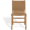 SAFAVIEH Couture Collection – Cassaphina Black Leather Dining Chair Set of 2, Top Grain Upholstered Accent Chairs with Solid Teak Wood Frame, Fully Assembled (SFV1610A-SET2)(Brown/Natural)
