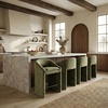 SAFAVIEH Couture Collection – Kagan Olive Green Chenille 27 Inch Counter Stool, Upholstered Counter-Height Seating with Curved Back, Fully Assembled (SFV4857B)(Olive Green)