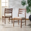 SAFAVIEH Couture Collection – Leroux Walnut & Beige Ladder Back Dining Chair Set of 2, Upholstered Linen Seat, Modern Farmhouse Style (SFV6704A-SET2)(Walnut/Beige)