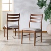 SAFAVIEH Couture Collection – Leroux Walnut & Beige Ladder Back Dining Chair Set of 2, Upholstered Linen Seat, Modern Farmhouse Style (SFV6704A-SET2)(Walnut/Light Grey)