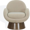 SAFAVIEH Couture Collection – Paolini Brown Upholstered Accent Chair, Metal Swivel Base, Sculptural Modern Design (SFV4880B)(Light Brown/Antique Gold)