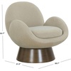 SAFAVIEH Couture Collection – Paolini Brown Upholstered Accent Chair, Metal Swivel Base, Sculptural Modern Design (SFV4880B)(Light Brown/Antique Gold)