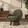 SAFAVIEH Couture Collection – Paolini Brown Upholstered Accent Chair, Metal Swivel Base, Sculptural Modern Design (SFV4880B)(Olive Green/Antique Gold)
