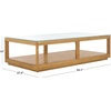 SAFAVIEH Couture Collection Benecarlo Natural/Glass Top Coffee Table(Natural/Clear)