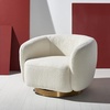 SAFAVIEH Couture Collection Bernard Ivory/Gold Boucle Swivel Accent Chair (Fully Assembled)(Ivory/Gold)