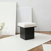 SAFAVIEH Couture Collection Bourke Ivory Velvet/Black Square Foot Stool Ottoman (Fully Assembled)(Ivory/Black)