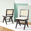 SAFAVIEH Couture Collection Colette Tropical Coastal Black/Natural Solid Wood Rattan Dining Chair Set of 2(Black/Natural)