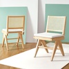 SAFAVIEH Couture Collection Colette Tropical Coastal Black/Natural Solid Wood Rattan Dining Chair Set of 2(Natural)