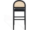SAFAVIEH Couture Collection Laylie Brown/Natural Leather Solid Wood Rattan 26-inch Seat Height Kitchen Island Breakfast Nook Counter Stool (Fully Assembled)(Black)