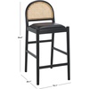 SAFAVIEH Couture Collection Laylie Brown/Natural Leather Solid Wood Rattan 26-inch Seat Height Kitchen Island Breakfast Nook Counter Stool (Fully Assembled)(Black)