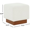 SAFAVIEH Couture Collection Natalya Tan Boucle/Walnut Brown Square Ottoman (Fully Assembled)(Ivory/Walnut)