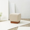 SAFAVIEH Couture Collection Natalya Tan Boucle/Walnut Brown Square Ottoman (Fully Assembled)(Tan/Walnut)