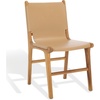 SAFAVIEH Couture Collection – Cassaphina Black Leather Dining Chair Set of 2, Top Grain Upholstered Accent Chairs with Solid Teak Wood Frame, Fully Assembled (SFV1610A-SET2)(Tan/Natural)