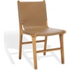 SAFAVIEH Couture Collection – Cassaphina Black Leather Dining Chair Set of 2, Top Grain Upholstered Accent Chairs with Solid Teak Wood Frame, Fully Assembled (SFV1610A-SET2)(Brown/Natural)