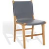 SAFAVIEH Couture Collection – Cassaphina Black Leather Dining Chair Set of 2, Top Grain Upholstered Accent Chairs with Solid Teak Wood Frame, Fully Assembled (SFV1610A-SET2)(Grey/Natural)