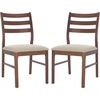 SAFAVIEH Couture Collection – Leroux Walnut & Beige Ladder Back Dining Chair Set of 2, Upholstered Linen Seat, Modern Farmhouse Style (SFV6704A-SET2)(Walnut/Beige)