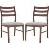 SAFAVIEH Couture Collection – Leroux Walnut & Beige Ladder Back Dining Chair Set of 2, Upholstered Linen Seat, Modern Farmhouse Style (SFV6704A-SET2)(Walnut/Light Grey)