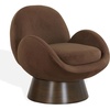 SAFAVIEH Couture Collection – Paolini Brown Upholstered Accent Chair, Metal Swivel Base, Sculptural Modern Design (SFV4880B)(Brown/Antique Gold)