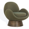 SAFAVIEH Couture Collection – Paolini Brown Upholstered Accent Chair, Metal Swivel Base, Sculptural Modern Design (SFV4880B)(Olive Green/Antique Gold)