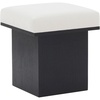 SAFAVIEH Couture Collection Bourke Ivory Velvet/Black Square Foot Stool Ottoman (Fully Assembled)(Ivory/Black)