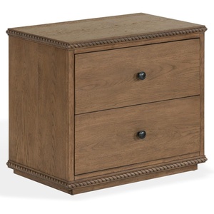 SAFAVIEH Couture – Octavian Rope Detail Nightstand – Walnut Oak – 2-Drawer Storage – Fully Assembled – Ideal for Bedroom, Guest Room, 30″ W x 18″ D x 26″ H (SFV2233B)(Walnut)