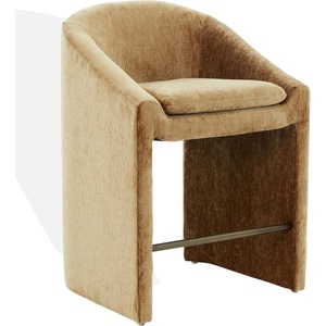 SAFAVIEH Couture Collection – Kagan Olive Green Chenille 27 Inch Counter Stool, Upholstered Counter-Height Seating with Curved Back, Fully Assembled (SFV4857B)(Amber)
