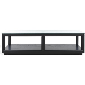 SAFAVIEH Couture Collection Benecarlo Natural/Glass Top Coffee Table(Black/Clear)
