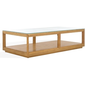 SAFAVIEH Couture Collection Benecarlo Natural/Glass Top Coffee Table(Natural/Clear)